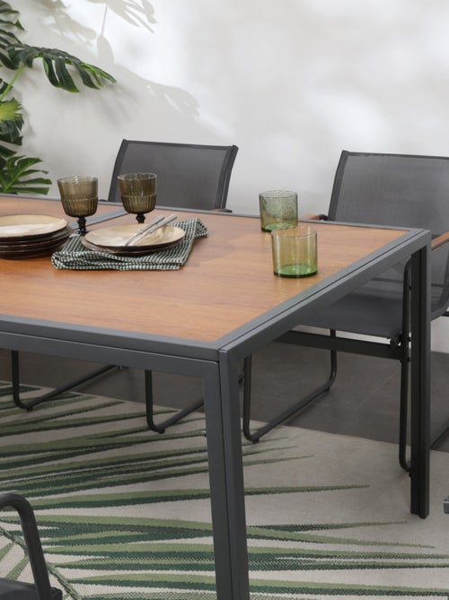 FOGGIA Salon de jardin 6 places anthracite et bois - Kiabi