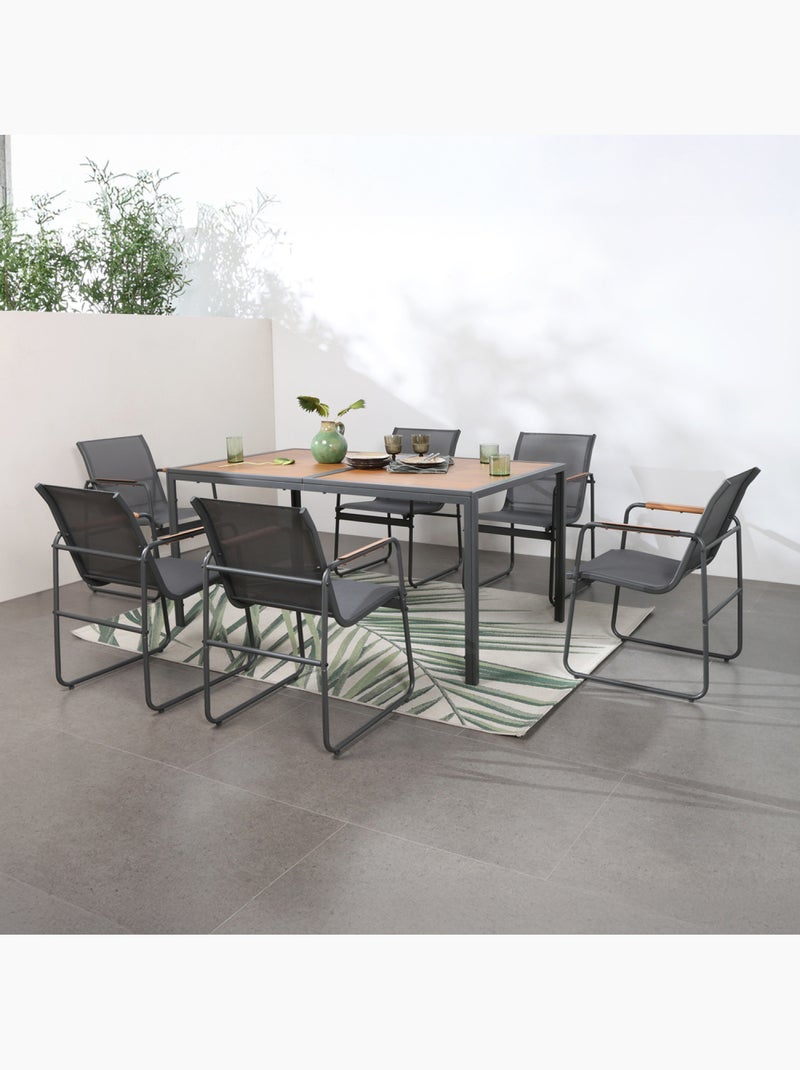 FOGGIA Salon de jardin 6 places anthracite et bois gris anthracite - Kiabi