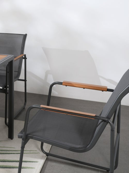FOGGIA Salon de jardin 6 places anthracite et bois - Kiabi
