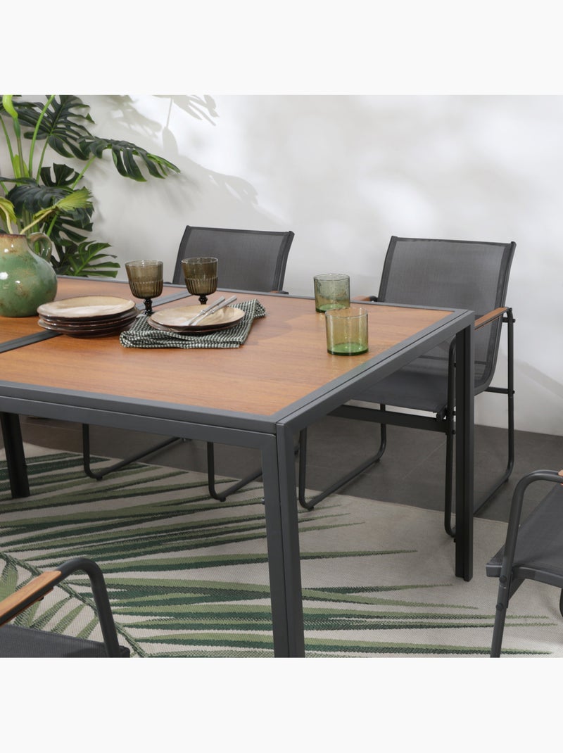 FOGGIA Salon de jardin 6 places anthracite et bois gris anthracite - Kiabi