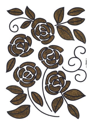 Foglie, Sticker mural grandes fleurs marrons crayonnées - 50x70 cm