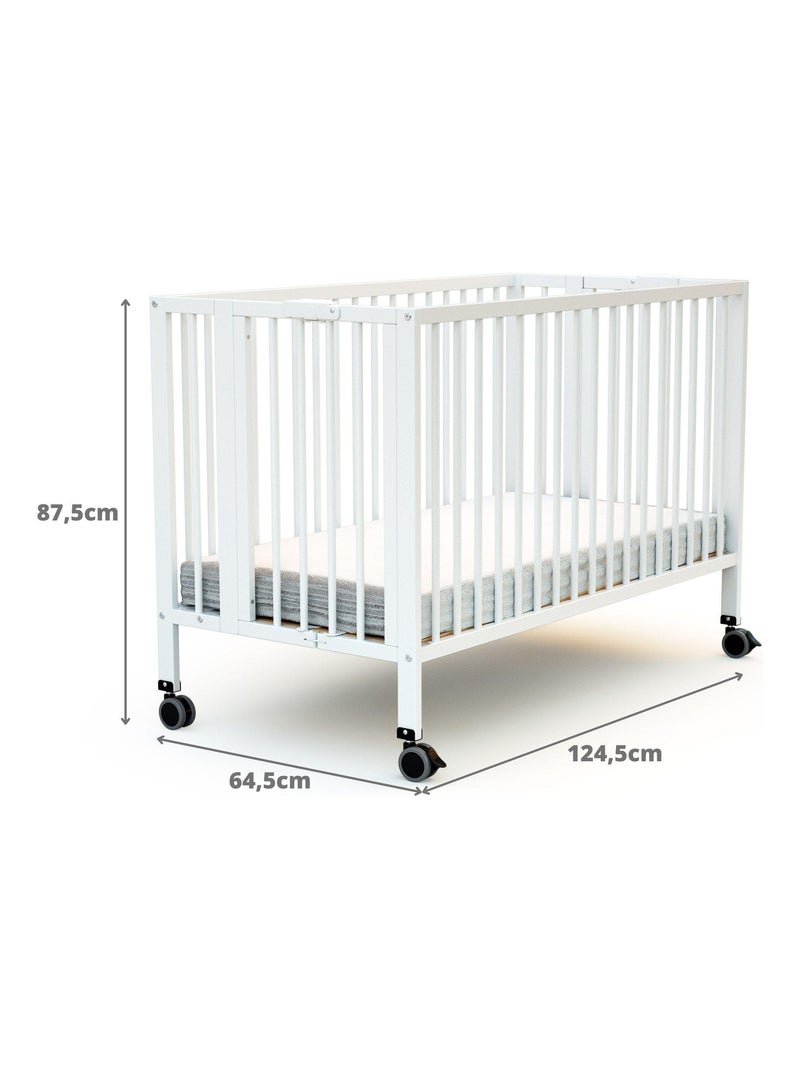 Folding wooden baby bed flow Blanc - Kiabi