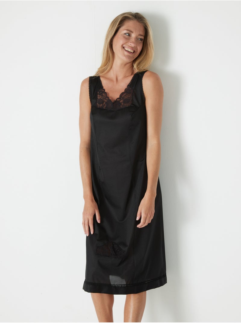 Fond de robe maille satinée 105cm - DAXON Noir Noir - Kiabi