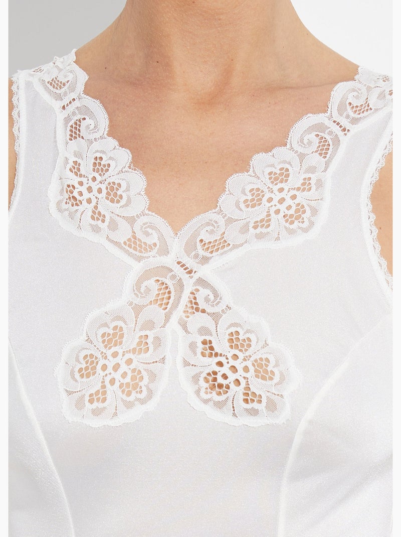 Fond de robe maille satinée 90 cm - Afibel Blanc nacré - Kiabi