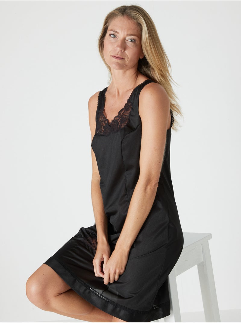 Fond de robe maille satinée 90 cm - DAXON Noir Noir - Kiabi