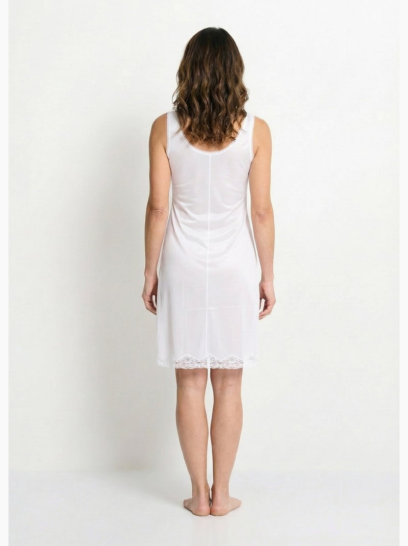 Fond de robe satiné antistatique et dentelle - Afibel Blanc - Kiabi