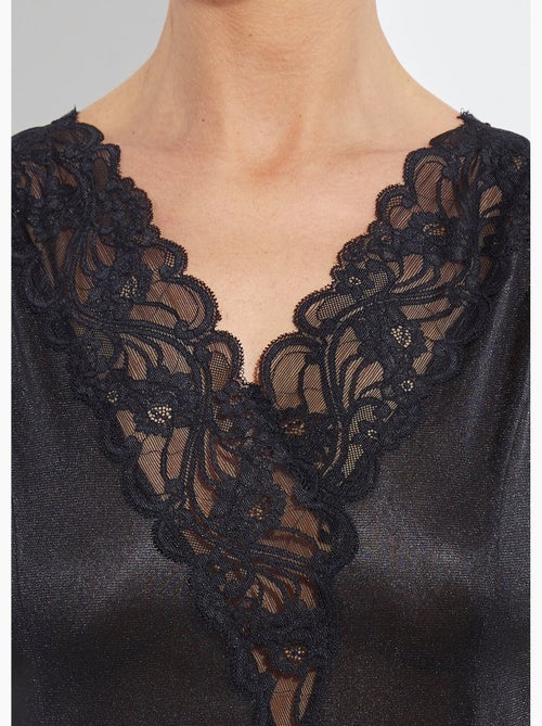 Fond de robe satiné antistatique et dentelle - Afibel - Kiabi