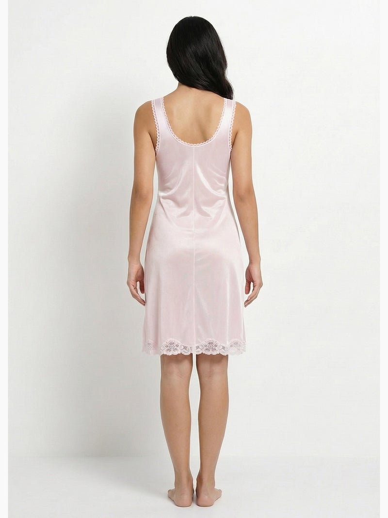 Fond de robe satiné antistatique et dentelle - Afibel Rose - Kiabi