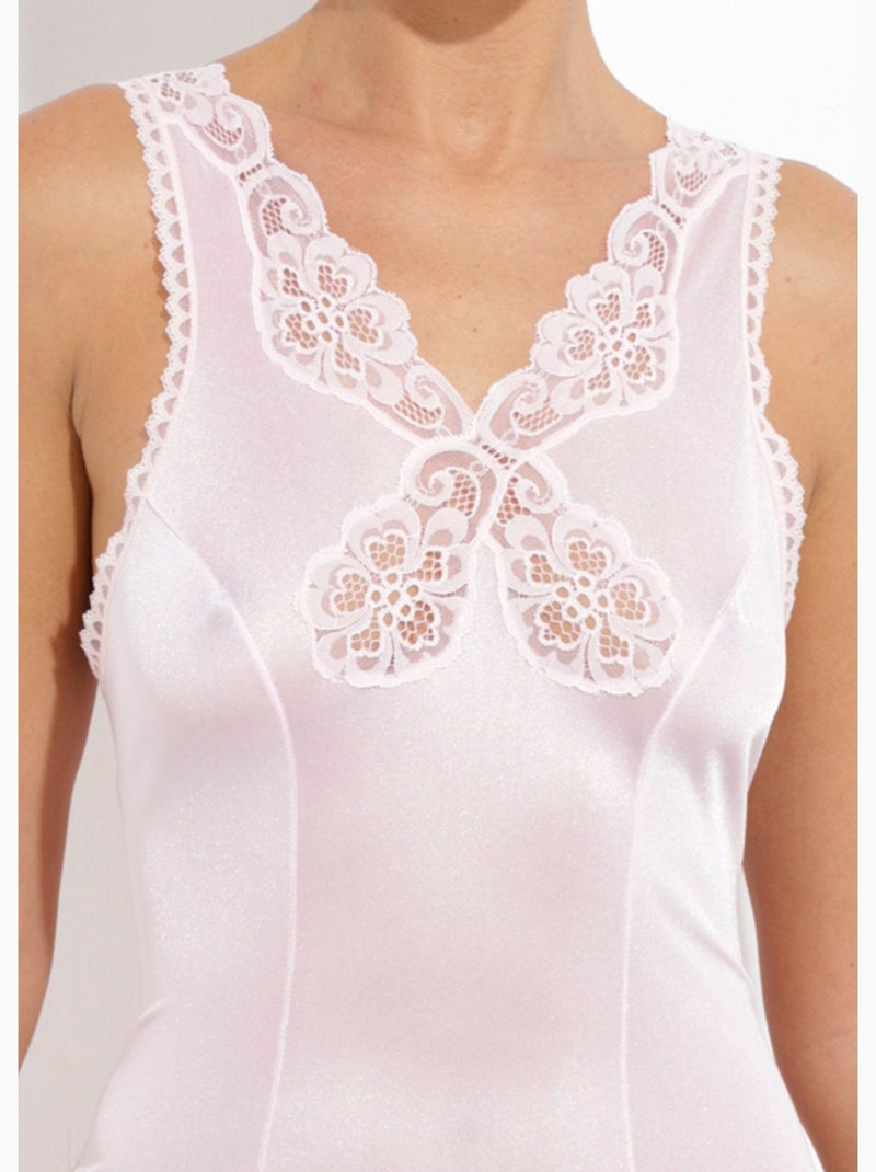 Fond de robe satiné antistatique et dentelle - Afibel Rose - Kiabi