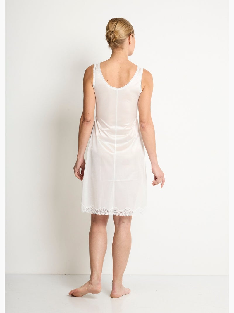 Fond de robe satiné antistatique et dentelle Blanc - Kiabi
