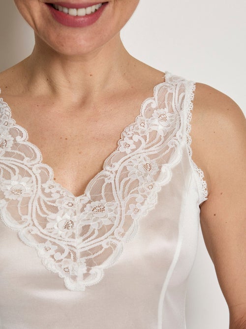 Fond de robe satiné antistatique et dentelle - Kiabi