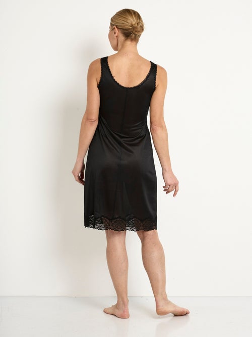 Fond de robe satiné antistatique et dentelle - Kiabi