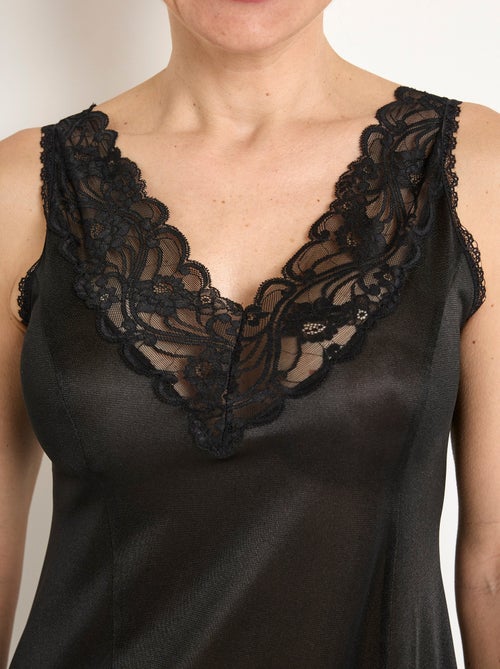 Fond de robe satiné antistatique et dentelle - Kiabi