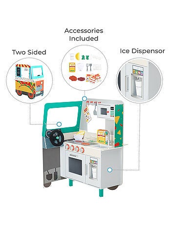 Food Truck en Bois, Cuisine de Jeu pour Enfants, Camion Taco Ludique