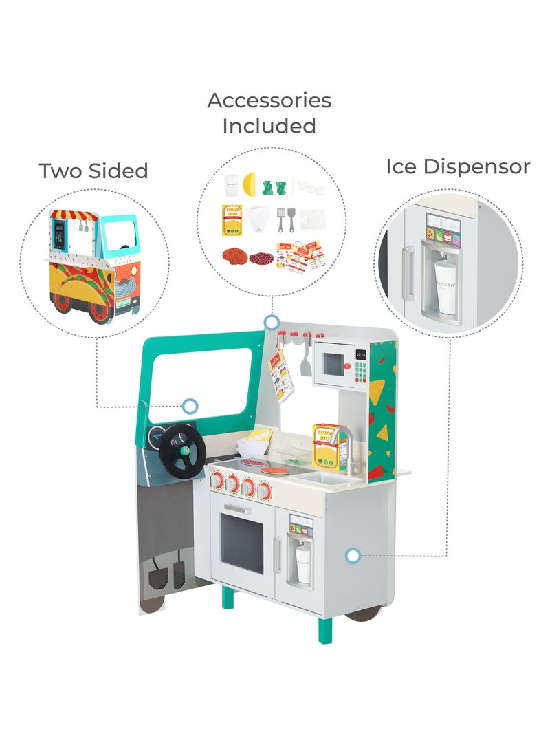 Food Truck en Bois, Cuisine de Jeu pour Enfants, Camion Taco Ludique Multicolore - Kiabi