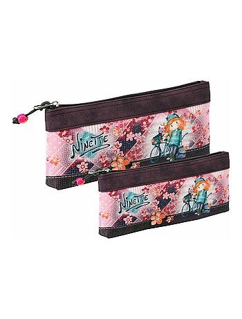 Forever Ninette Bicycle Ensemble de Deux Trousse de Toilette, Bordeaux
