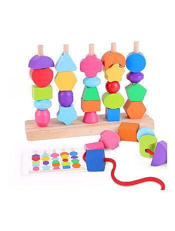 Formes en bois à empiler et trier - Jeu d'éveil | SUPERBE BEBE