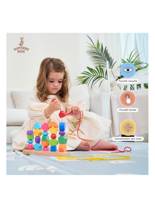 Formes en bois à empiler et trier - Jeu d'éveil | SUPERBE BEBE - Kiabi
