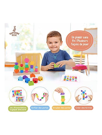 Formes en bois ? empiler et trier - Jeu d'?veil | SUPERBE BEBE