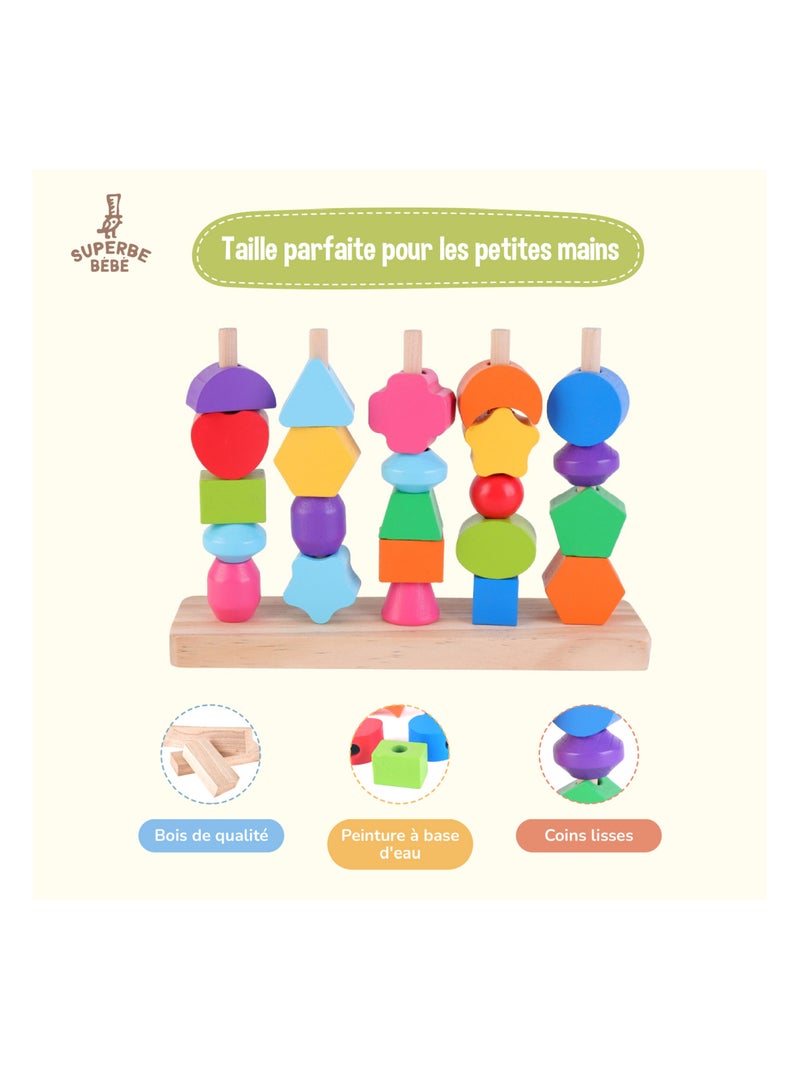 Formes en bois ? empiler et trier - Jeu d'?veil | SUPERBE BEBE N/A - Kiabi