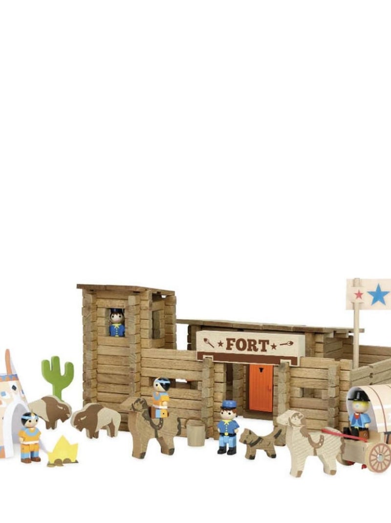 Fort et indiens Far West en bois : 200 pièces N/A - Kiabi