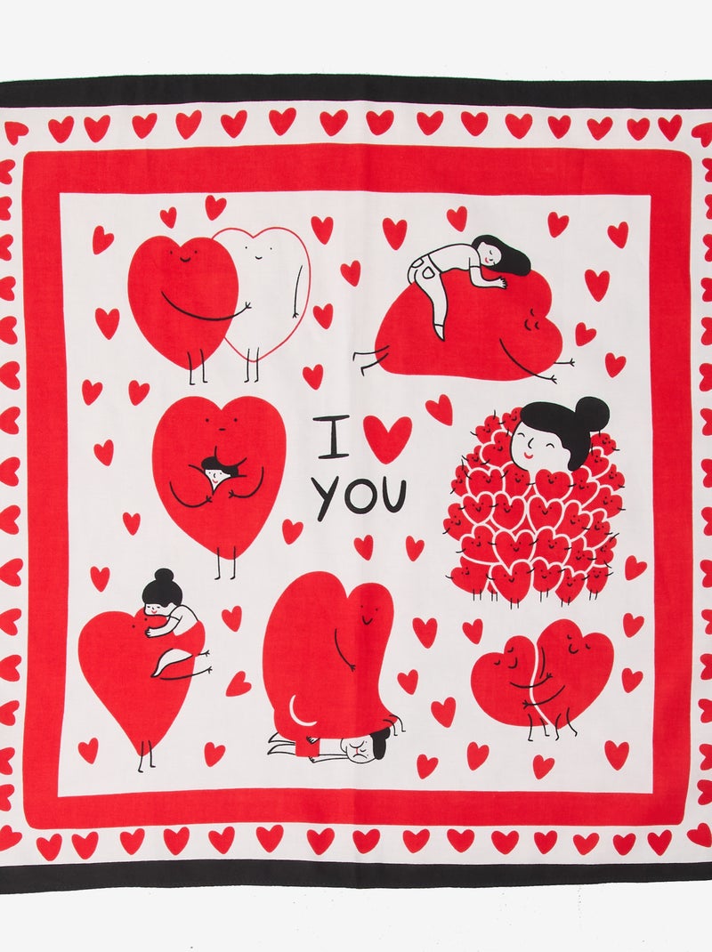 Foulard (65x65 cm) 'Agathe Sorlet x Kiabi' - Saint-Valentin Blanc - Kiabi