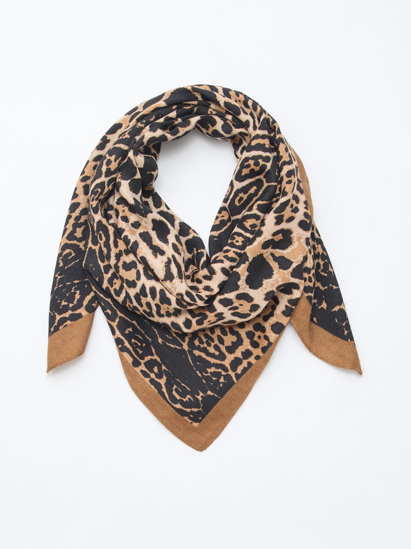 Foulard Motif Léopard - Occasion - Viscose-polyester - Multicolore - Style Animalier