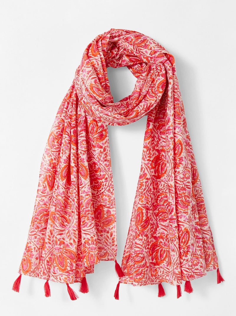 Foulard à pompon imprimé - Damart Orange - Kiabi