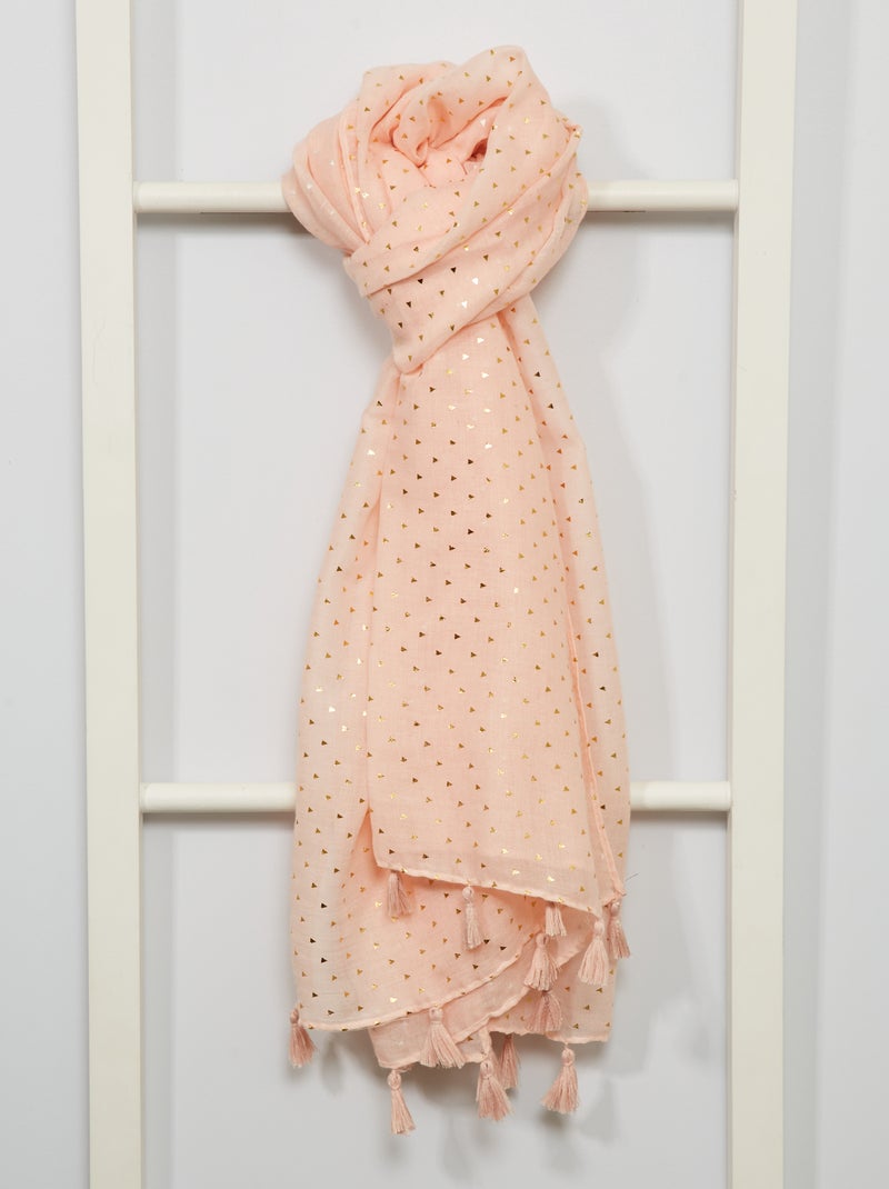 Foulard avec imprimé doré rose - Kiabi