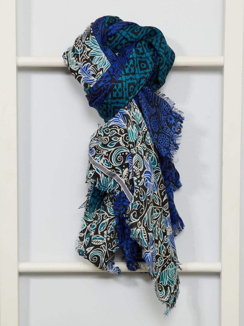 Foulard avec motifs Bleu/vert - Kiabi
