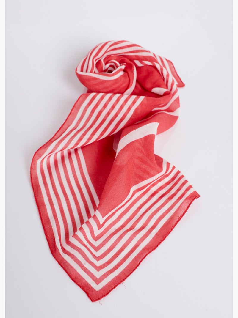 Foulard bicolore coton motif géométrique - Afibel Rouge - Kiabi