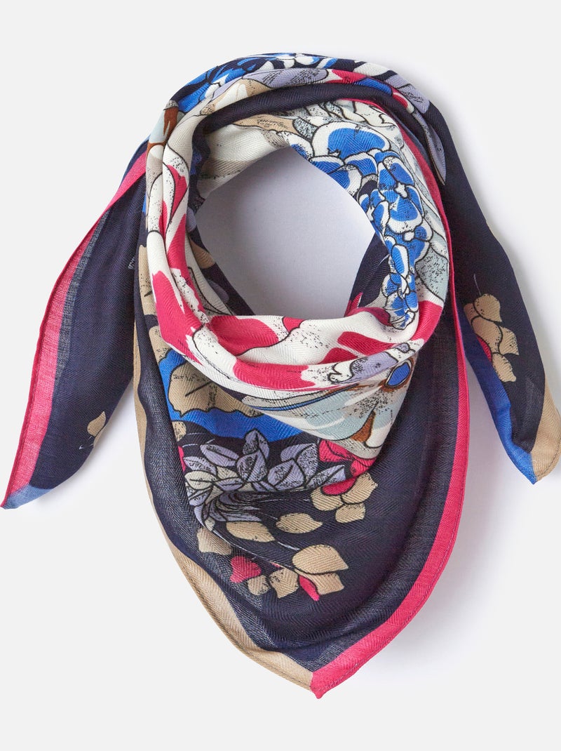 Foulard carré bouquet de fleurs - Damart Noir - Kiabi