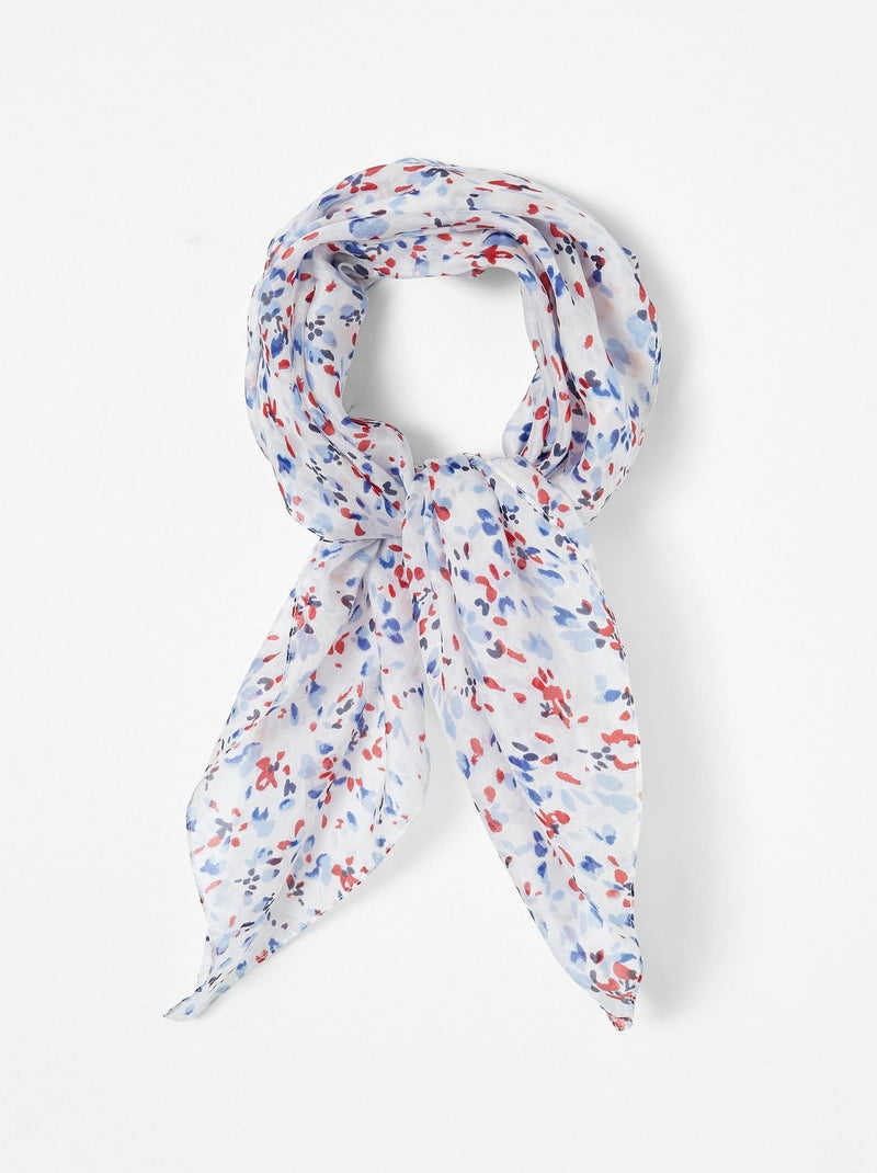 Foulard carré de soie  - Damart Bleu Rouge - Kiabi