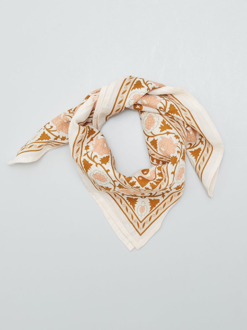 Foulard carré en coton Beige - Kiabi