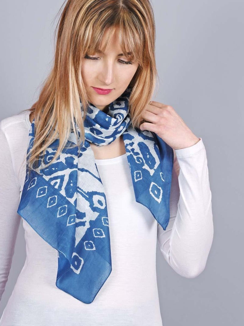 Foulard carré Etika Bleu - Kiabi