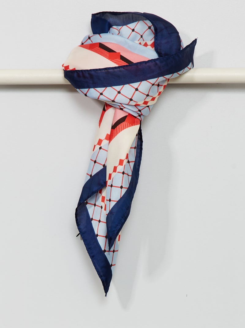 Foulard carré fluide et léger bleu/rose - Kiabi
