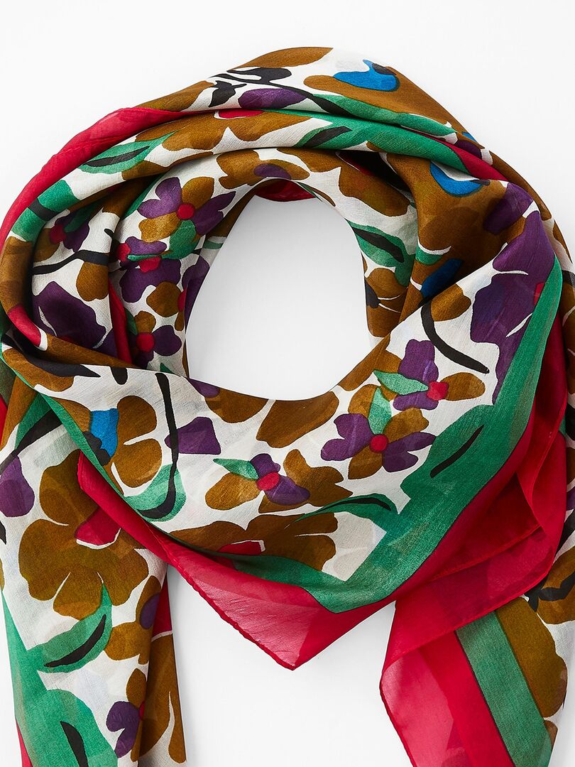 Foulard carré en soie véritable vert à pois blanc luxe - Mon Beau Béret