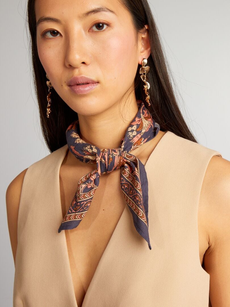 Foulard taille moyen carré bleu - Orice Paris main image 0