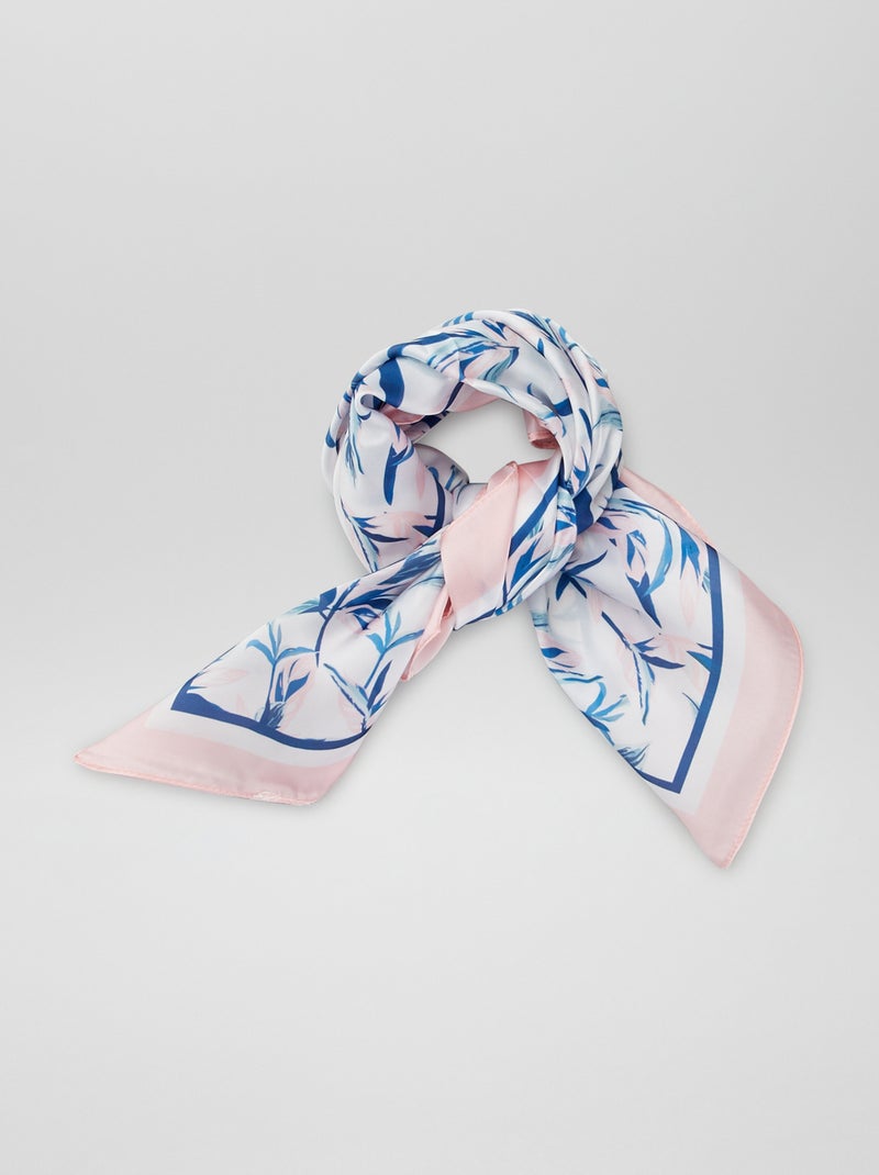 Foulard carré imprimé fleuri rose/bleu - Kiabi
