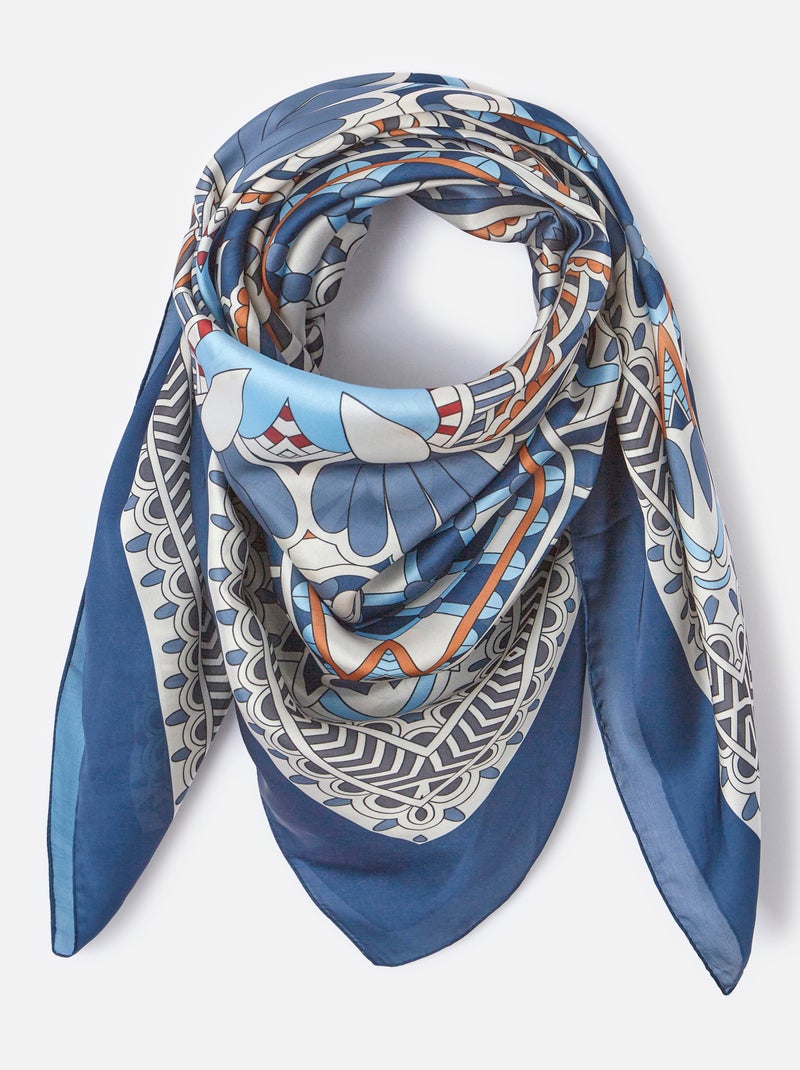 Foulard carré imprimé géométrique - Damart Bleu - Kiabi