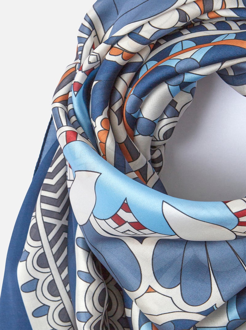 Foulard carré imprimé géométrique - Damart Bleu - Kiabi