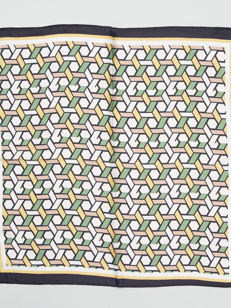 Foulard imprimé géométrique et dorure Vert - La Malle de Mary