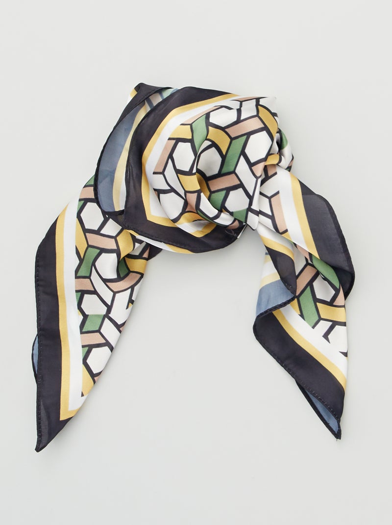 Foulard carré imprimé géométrique noir/vert - Kiabi