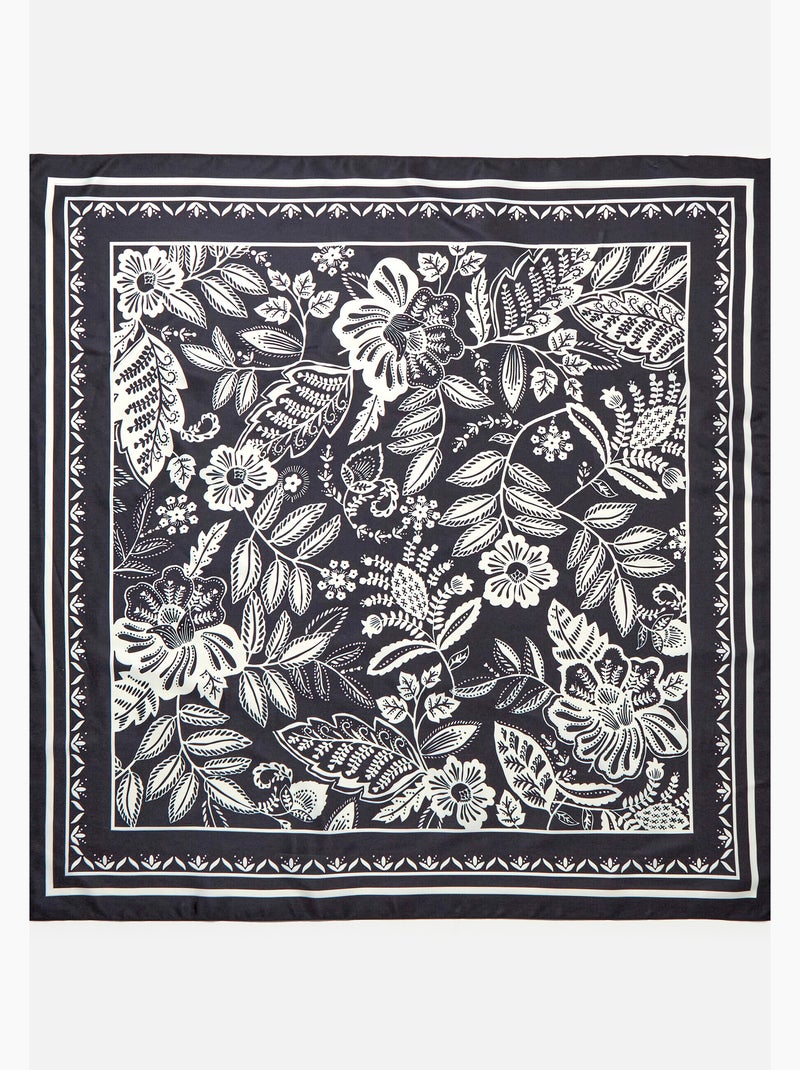 Foulard carré imprimé végétal - damart Noir - Kiabi