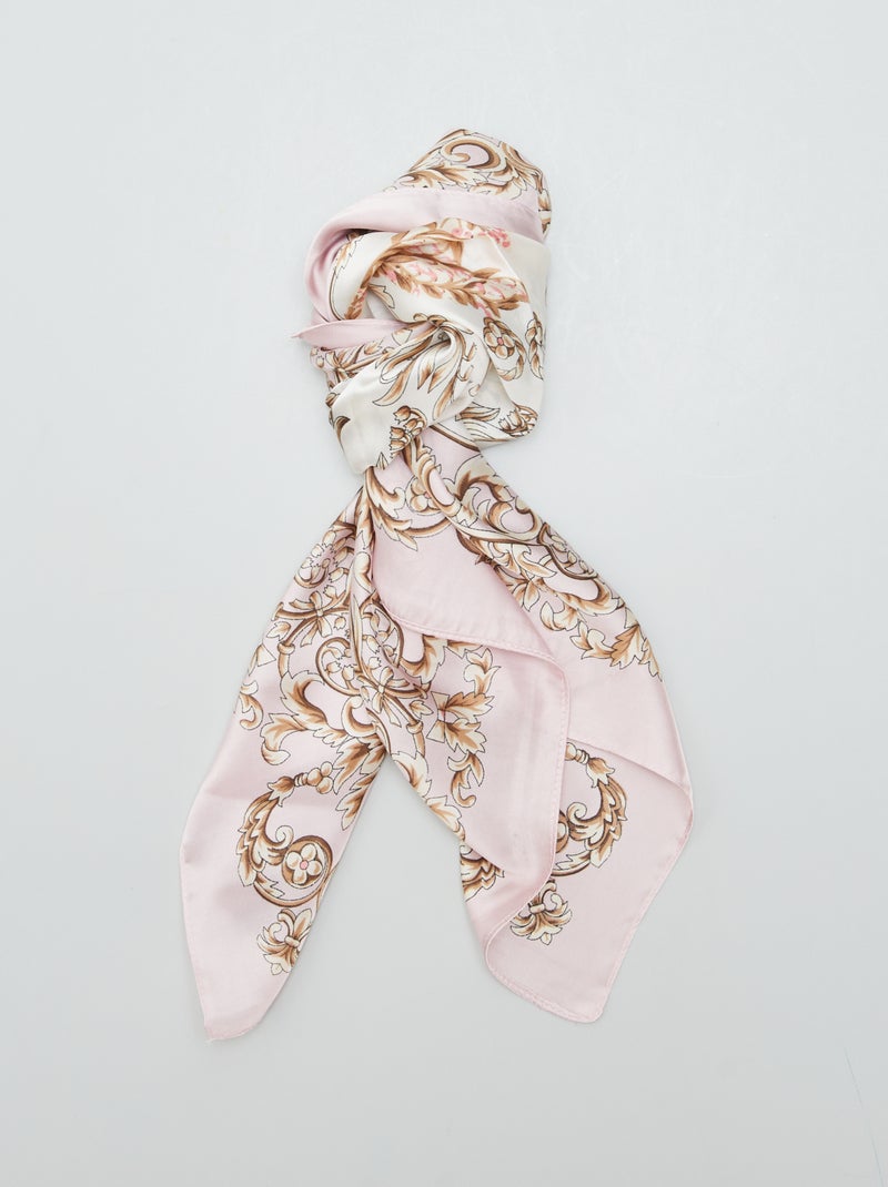 Foulard carré satiné Rose - Kiabi