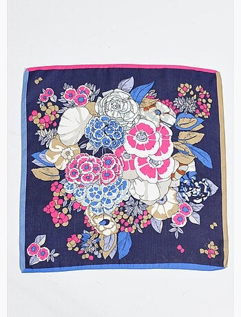 Foulard carré thème floral camélias - AFIBEL