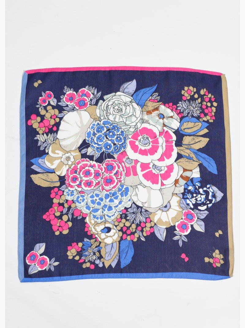 Foulard carré thème floral camélias - AFIBEL Bleu Rose - Kiabi