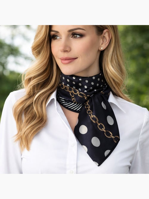 Foulard Chaînette Bleu Marine 60x60 cm – Carré Élégant en Polysatin - Kiabi