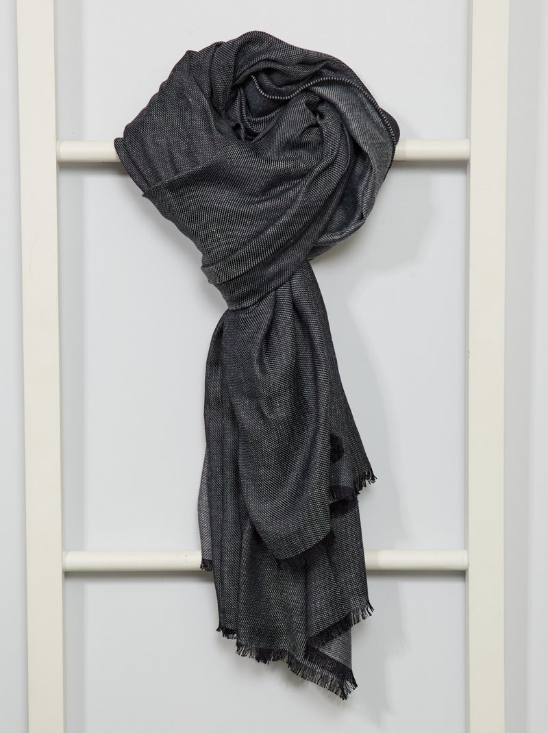 Foulard chiné à franges gris - Kiabi