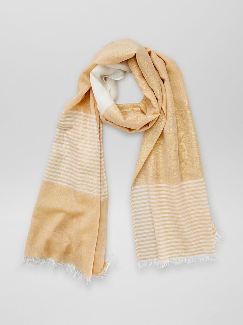 Foulard doré à rayures camel - Kiabi
